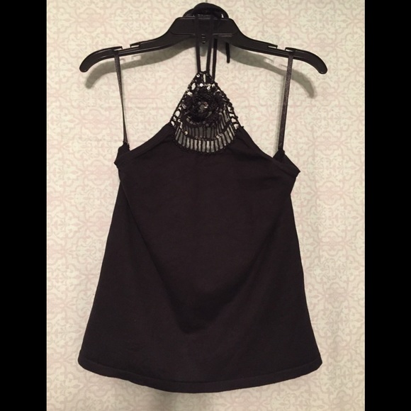 Vintage/Retro Halter w/ crocheted flower and sequins, Size: Medium - Picture 1 of 8